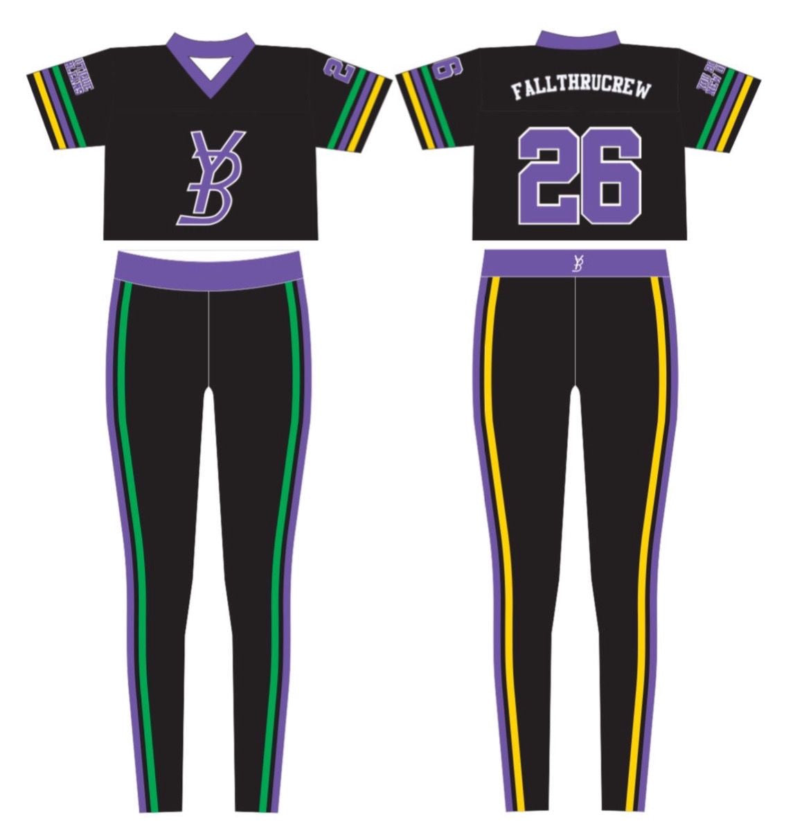 YB Mardi Gras PURPLE jersey set size SMALL