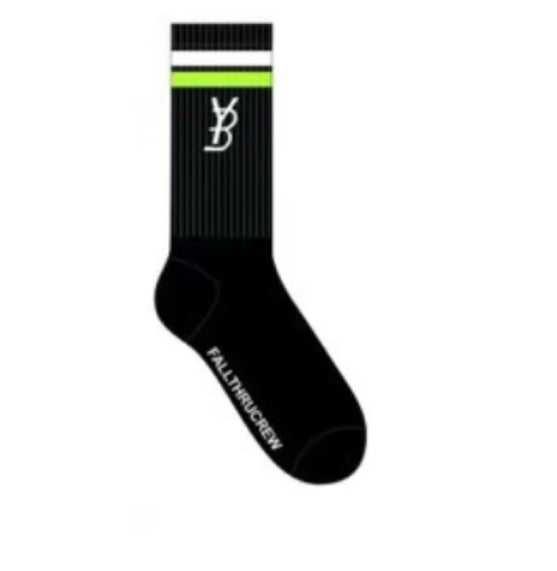 YB Black/Lime logo Socks