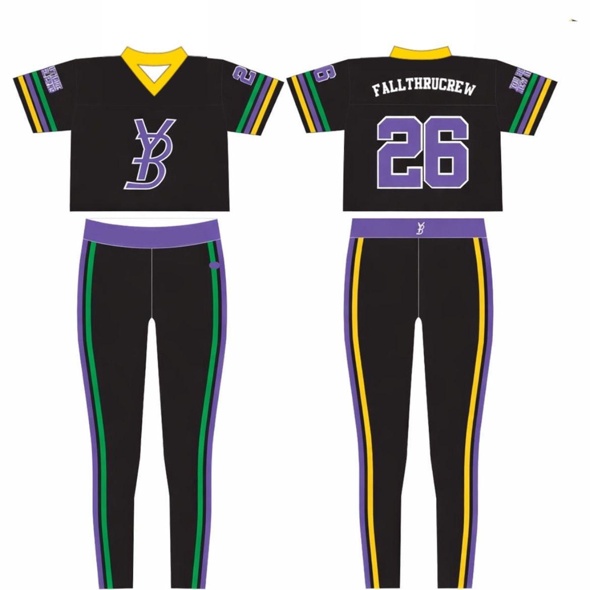 YB Mardi Gras YELLOW jersey set size LARGE