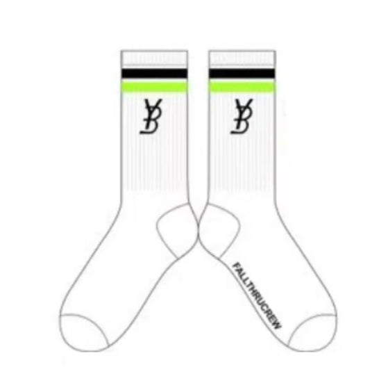 YB White/Lime logo Socks