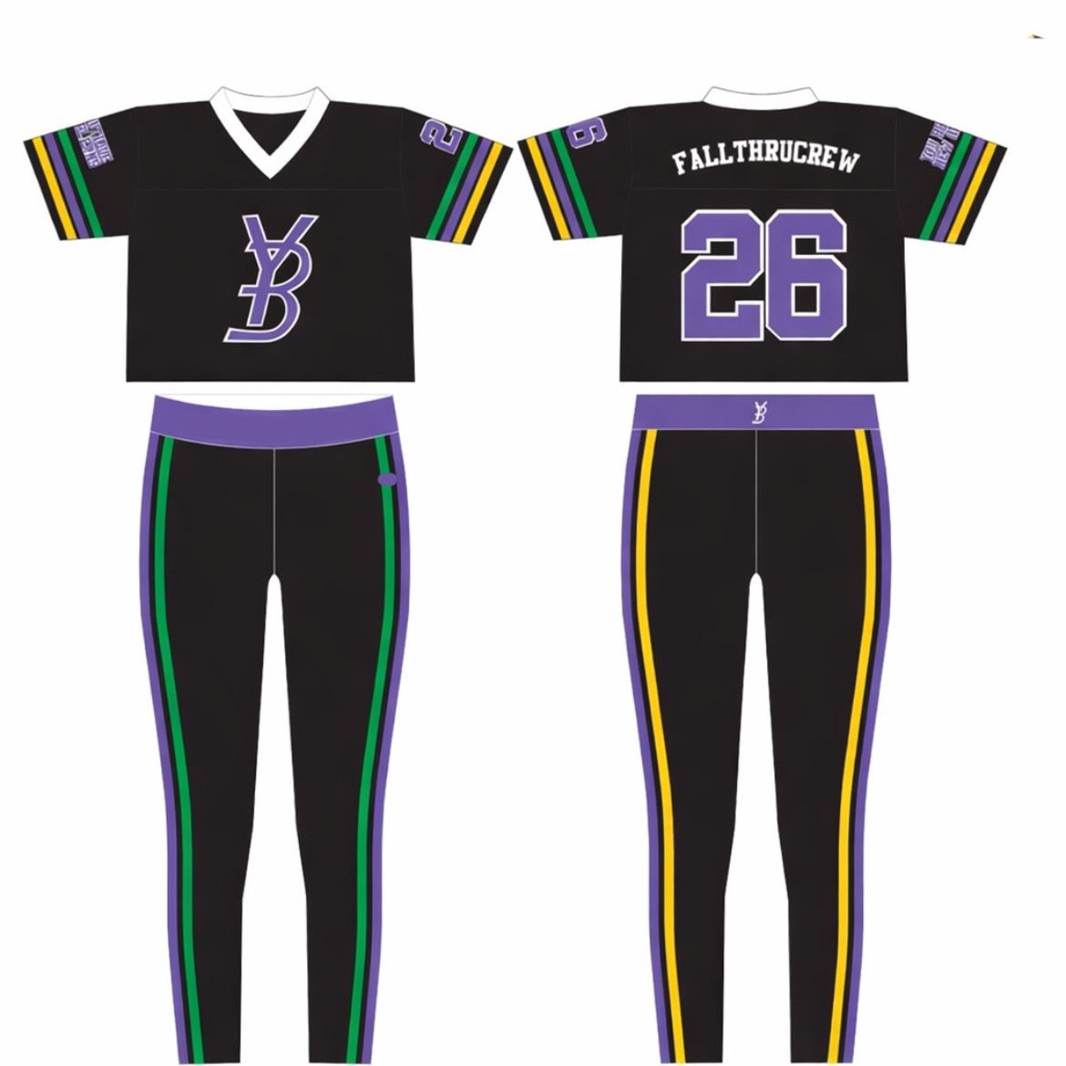 YB Mardi Gras WHITE jersey set size EXTRA LARGE