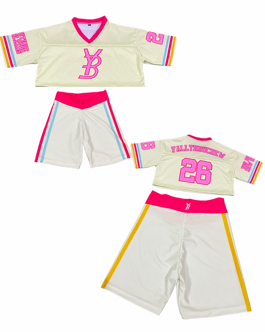 YB pink jersey shorts set size EXTRA LARGE