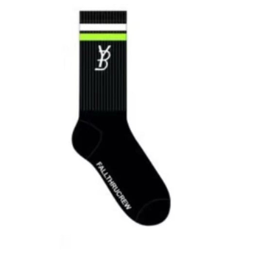 YB Black/Lime logo Socks