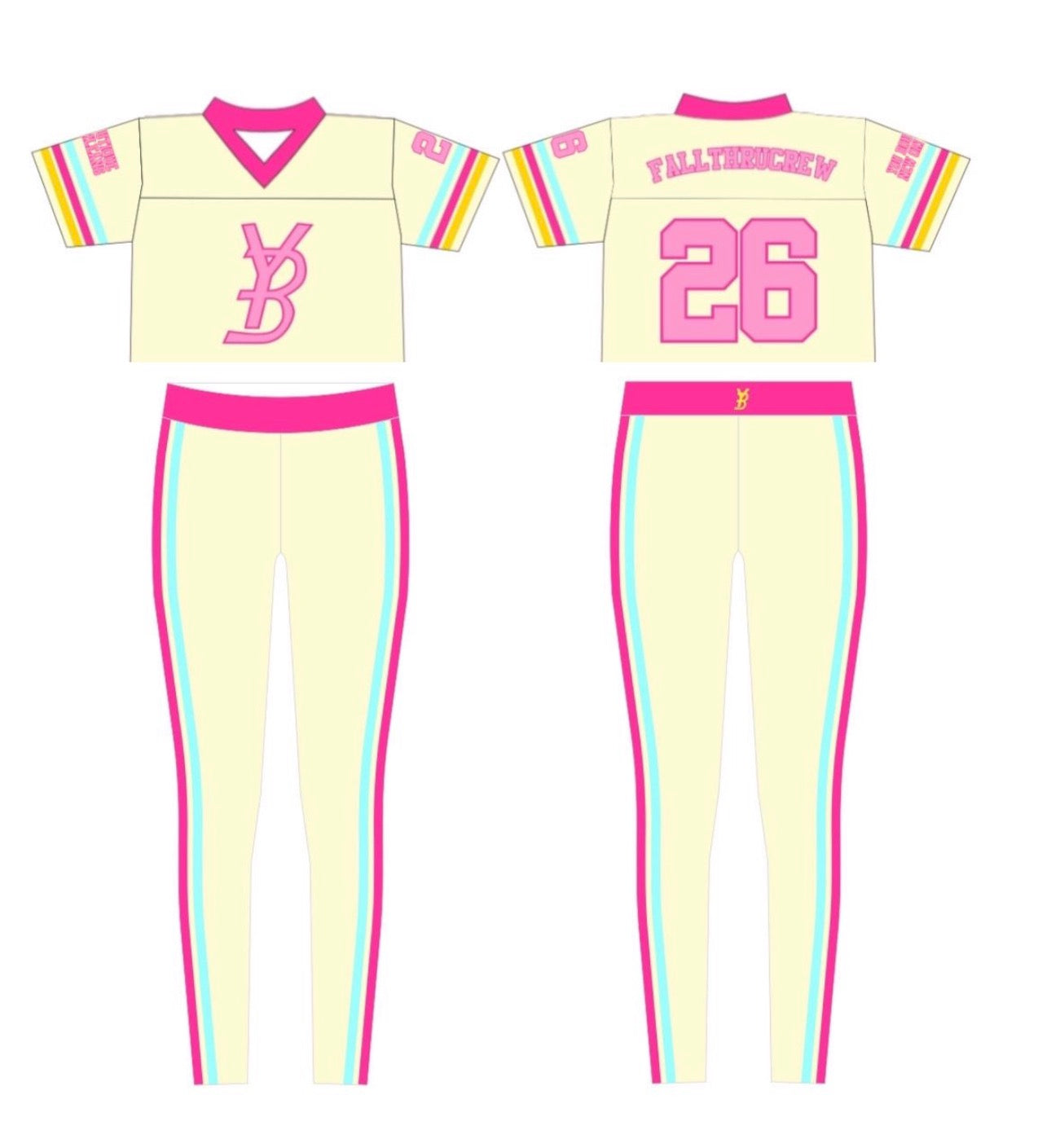 YB pink jersey set size LARGE